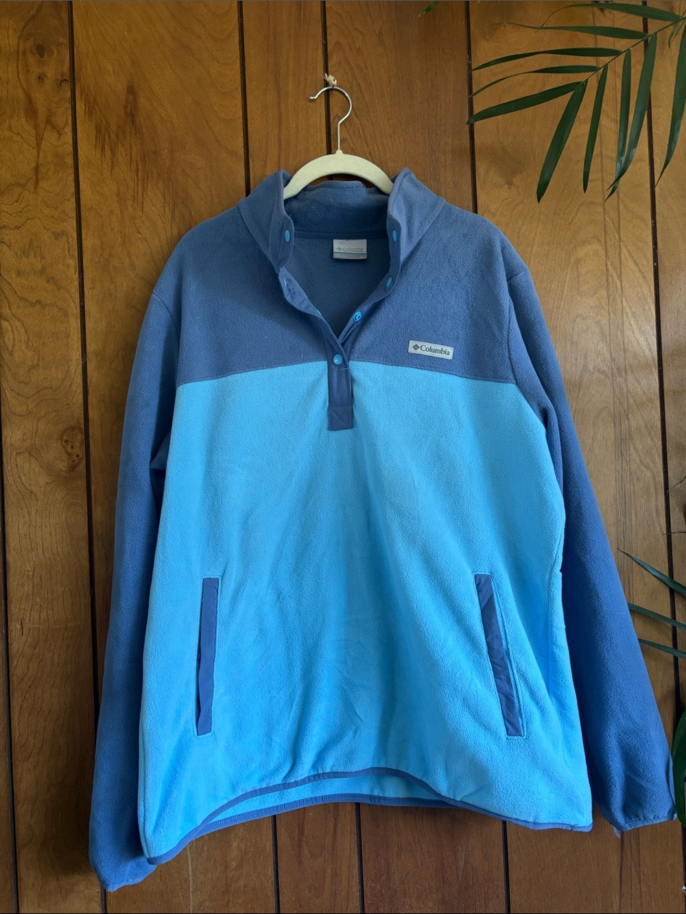 Columbia Two-Tone Blue Fleece Snap Pullover